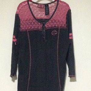 Beautiful Harley Davidson pink and gray shirt